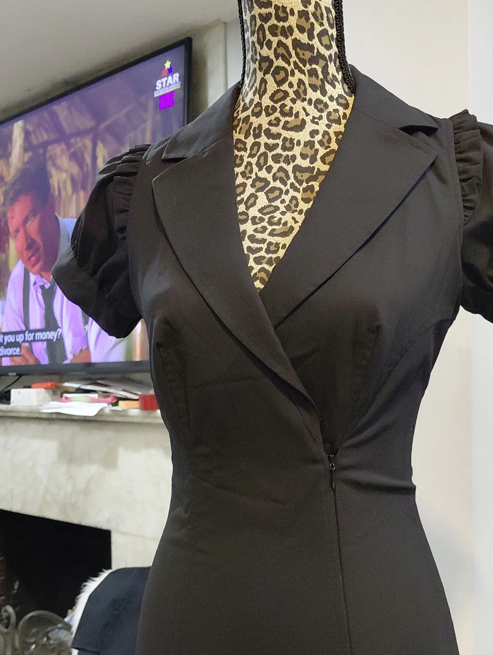 bebe Black Short Puff-Sleeve Fit & Flare Mini Dress - Picture 2 of 10